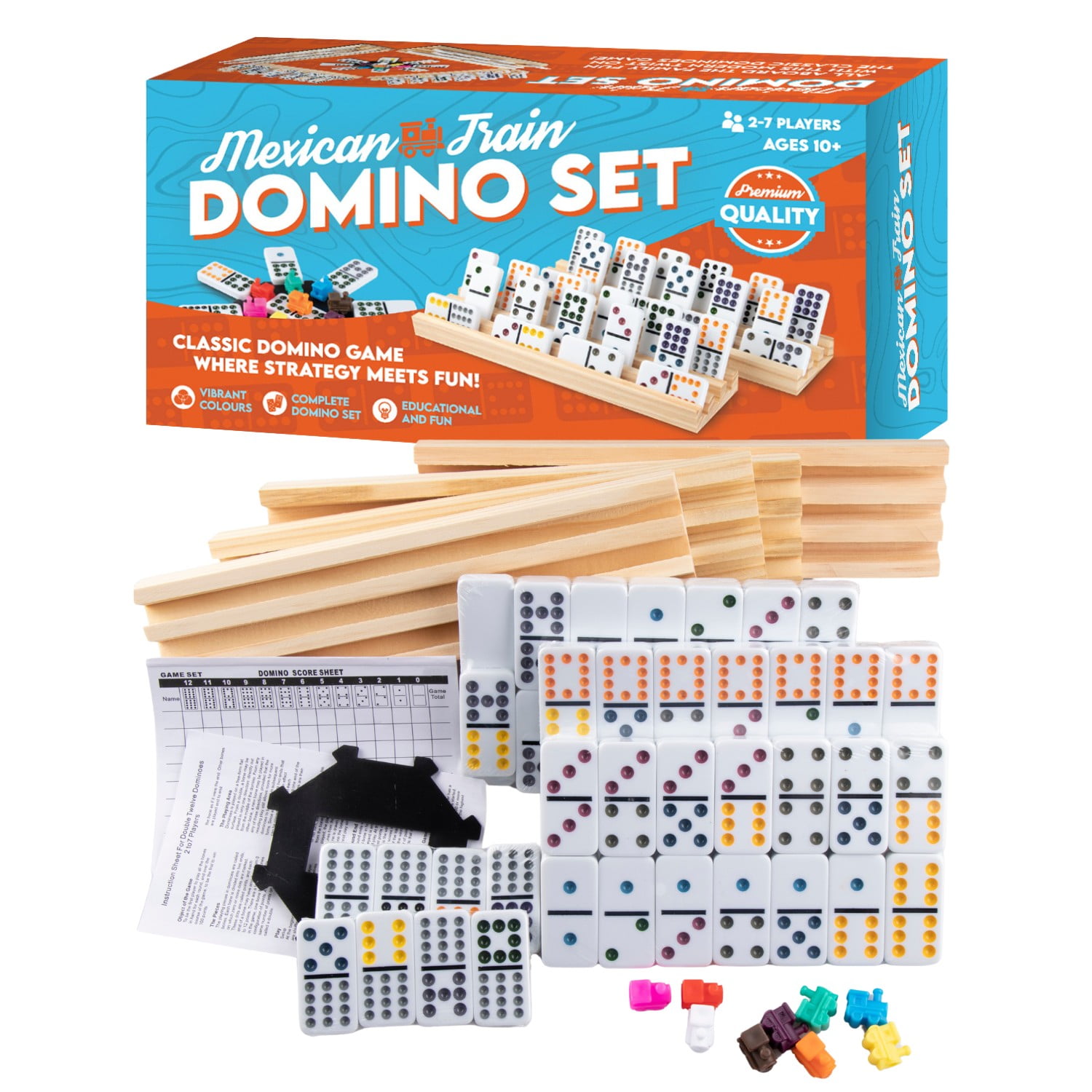 Tradeopia Mexican Train Dominoes Set Double 12 With 91 Tiles