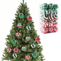 30 Pcs Striped Christmas Ornaments Set, Multi-Color Hanging Decor, Festive Baubles for Xmas Tree & Home Party Decoration