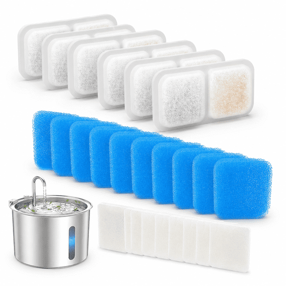8 Pack Cat Water Fountain Replacement Carbon Filters for PWF-001 2L Cat Fountain - White
