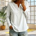 thumbnail image 4 of Levmjia Women's Solid Color V Neck Sweater Long Sleeve Button Detail Loose Fit Casual Knit Pullover Top for Fall Winter, 4 of 8