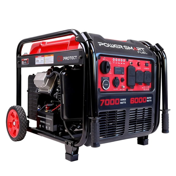 PowerSmart 7000 W RV Ready Electric Start Portable Open Frame Inverter Generator with Quiet Technology and CO Shield