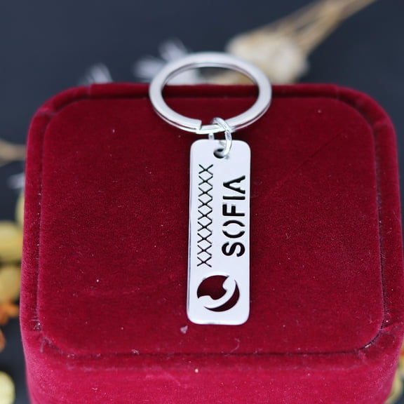 Customized Name Number Anti Loss Keychain Personalized Pendant Nameplate Friend Family Keyring Stainless Steel Key Chain