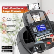 4.5HP Folding Treadmill for Home with 15 Levels Auto Incline, 300LB Capacity, 10MPH Speed Controls, App Control, New Version, Black