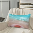 thumbnail image 5 of Sikiie Pink Float Ring On Beach Print Plush Pillow Cover, Wrinkle-proof and Stain-resistant Pillow Protector without Pillow Core, Home Decoration-16"x24", 5 of 6