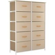 YITAHOME 10 Drawers Dresser Fabric Storage Tower Cabinet Bin Storage Organizer for Closets Bedrooms Kids Room, Beige