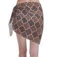 thumbnail image 2 of Bingfone Brown Gold Grid Women's Sarong Swimsuit Cover Ups Bathing Suit Coverups Chiffon Beach Wrap Skirts, 2 of 7