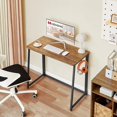 thumbnail image 2 of Folding Desk, Small Foldable Desk 47.2" for Small Spaces, Space Saving Computer Table Writing Workstation for Home Office, Easy Assembly,Brown, 2 of 14