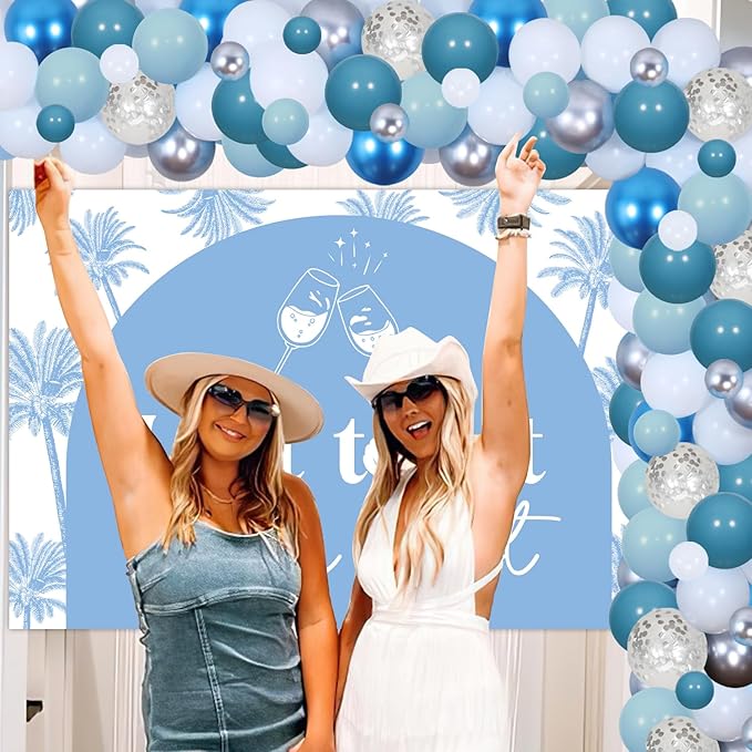 Last Toast on the Coast Bachelorette Party Decorations Coastal Backdrop Blue Balloon Garland Arch Kit for Women Nautical Beach Bach Bachelorette Bridal Shower Wedding Party Supplies