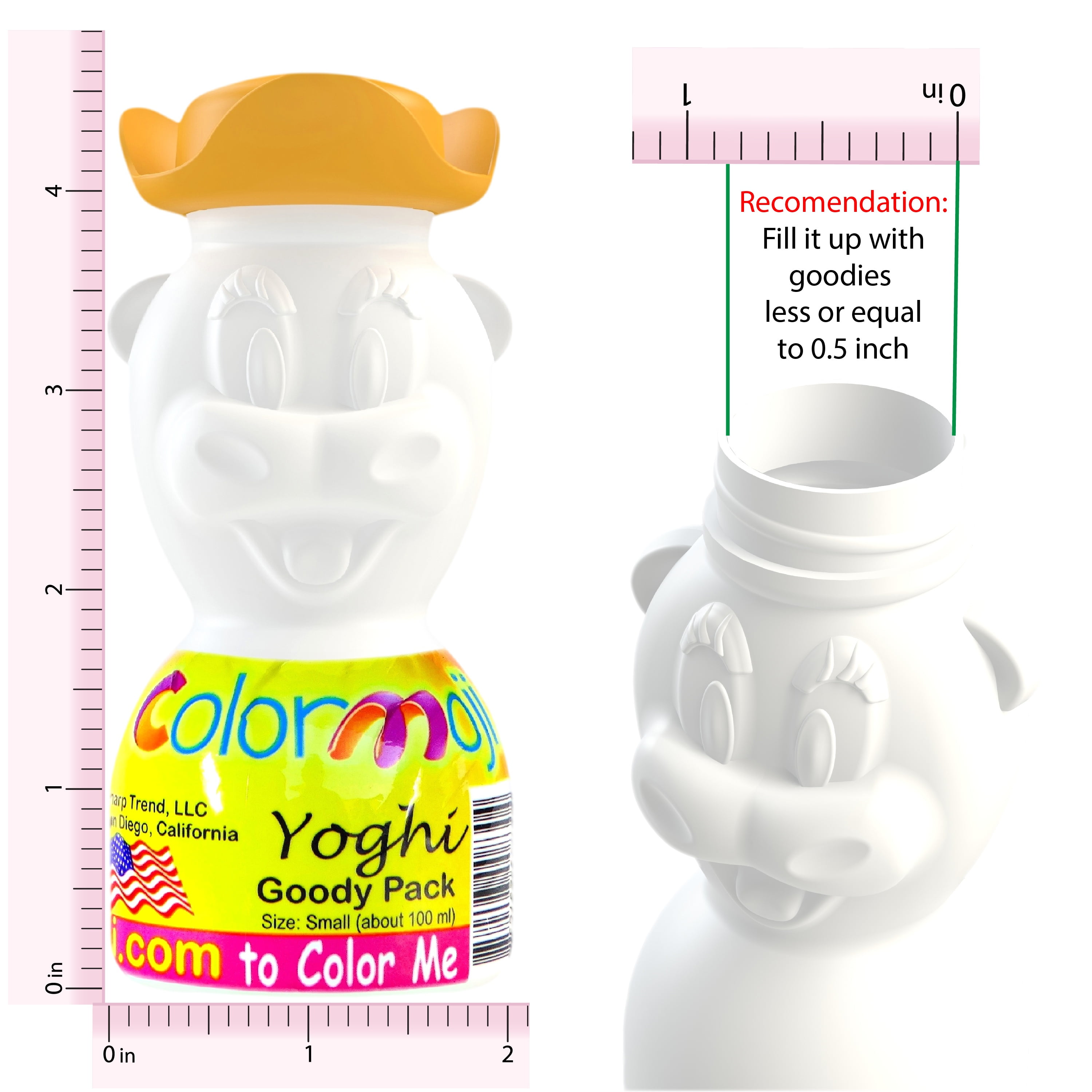 Colormoji Goody Pack – Birthday Party Favors For Kids Boxes– Goodies bag Candy and Snack Treat Filler – 16 pcs Yoghi Cow Pirate Hat Coloring Toy