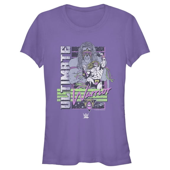 Junior's WWE Ultimate Warrior Retro Poster Graphic Tee Purple X Large