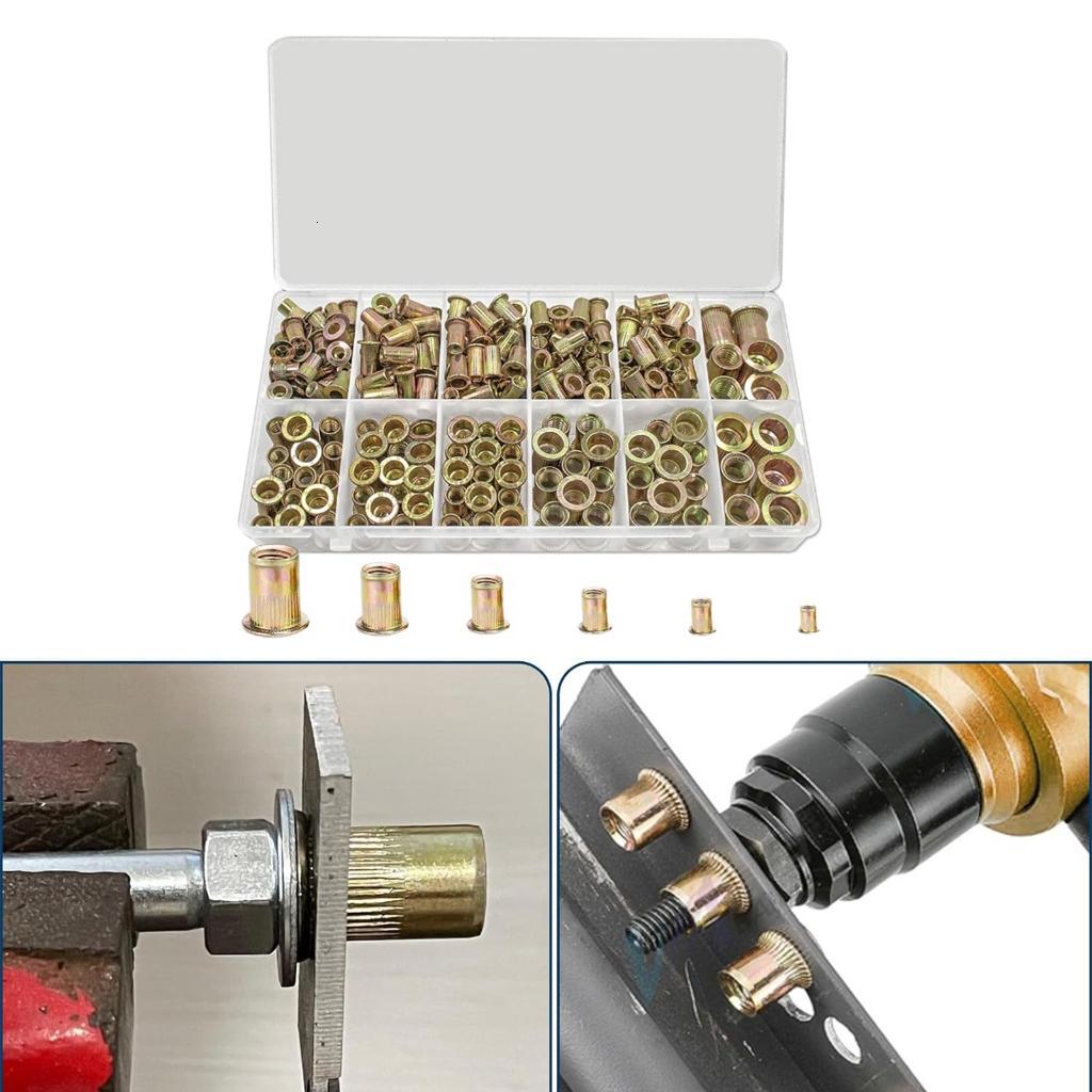 Pack Of 240 Galvanized Flat Head Rivets Nut Carbon Steel Serrated Nut Simple Installation Suitable for Home Improvement