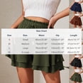 thumbnail image 2 of Tauxra Short Skirt Pants for Women, Casual Solid Color Lace Elastic Waist Pleated Layered with Ruffled Hem for Daily Wear, 2 of 9