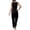 Black, variant on Women's V-Neck Sleeveless Wide Leg Jumpsuit - Adjustable Waist Romper for Summer Casual Wear
