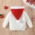 thumbnail image 5 of Girls Christmas Hoodie Cardigans Faux Fur Trim Hooded Sweaters Long Sleeve Button Down Knit Cardigan White, 3 Y, 5 of 7
