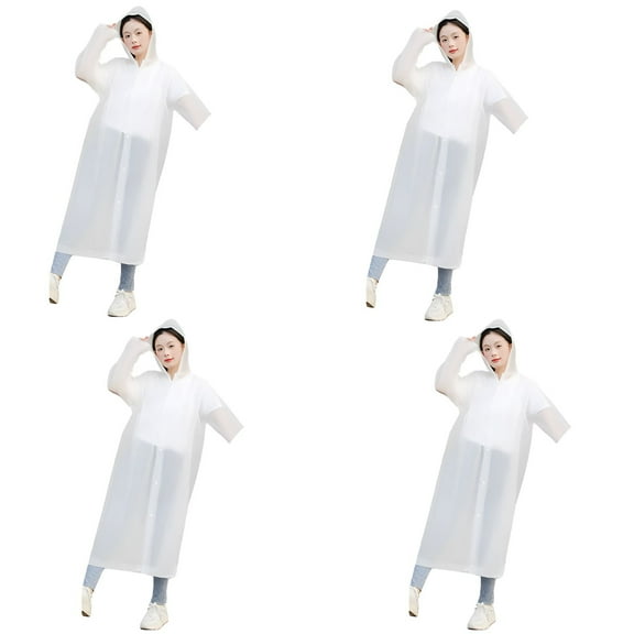 TELOLY 4Pcs Rain Ponchos for Adults,Reflective for Night Use Rain Poncho,Wide Sleeves for Easy Wear Rain Coats for Men,White