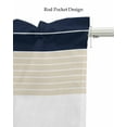 thumbnail image 5 of Navy Blue Beige Stripe Kitchen Valances for Windows Farmhouse Linen Window Valance Curtain for Living Room Window Treatment Modern Art Horizontal Striped Valance Rod Pocket Topper Drape, 60 x 18 Inch, 5 of 6