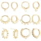 thumbnail image 1 of Pendientes de aro Huggie chapados en oro de 18 quilates, 12 piezas, de latón, pequeños aros dorados, con ganchos y lazo., 1 of 9
