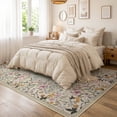 thumbnail image 3 of Wonnitar 5x7 Floral Washable Rug, Beige Rugs for Bedroom, Soft Low Pile Living Room Area Rug, Non-Slip Throw Carpet for Nursery Playroom, 3 of 12