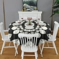 thumbnail image 2 of Black White Tie Dye Mandala Pattern Round Tablecloth 60"x60",Wrinkle Wipeable Table Cloth for Kitchen Dining Room Picnic Patio Party, 2 of 6