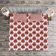 thumbnail image 3 of Ambesonne Geometric Quilted Bedspread Set 3 Pcs, Ornamental Christmas, King Size, Ruby White, 3 of 3