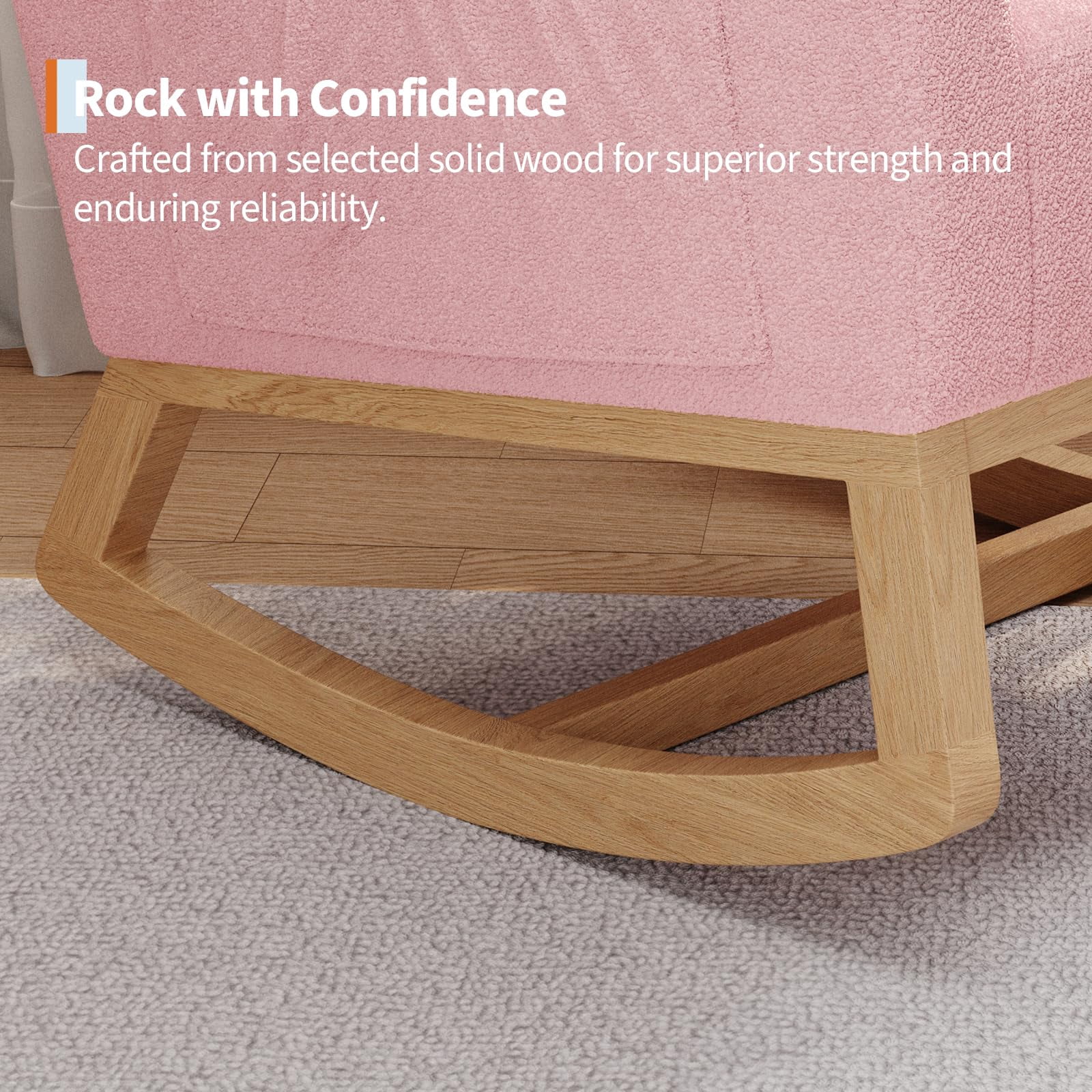 Rocking Chair, Modern Glider Chair, Recliner Armchair with Wood Legs and Side Pocket, Nursery Rocking Accent Chair with High Back for Living Room Bedroom