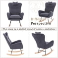 thumbnail image 4 of Tappio Upholstered Rocking Chair, Nursery Glider Rocker Rocking Accent Chair Padded Seat with High Backrest, Accent Armchair Comfy Side Chair for Living Room, Bedroom, Office, Dark Gray, 4 of 8