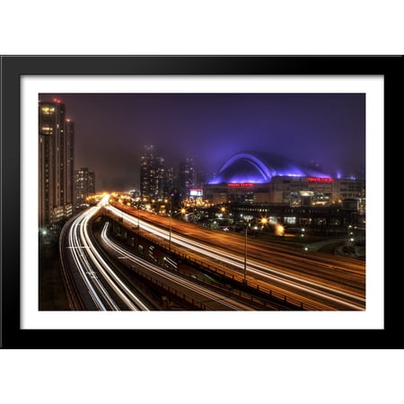 Rogers Centre 40×28 Large Black Wood Framed Print Art – Home of the Toronto Blue Jays