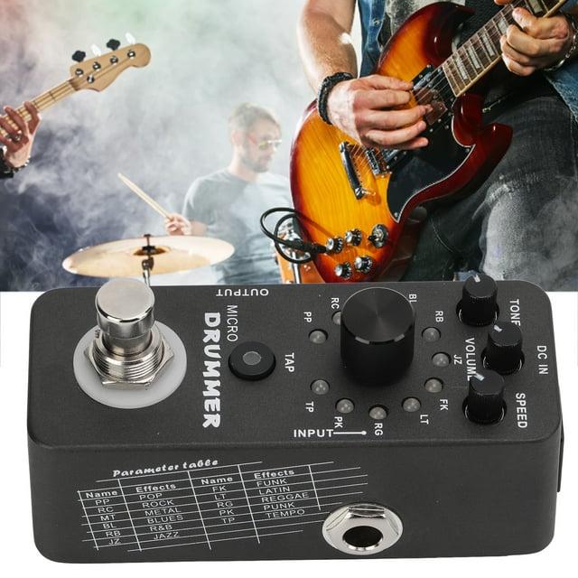Pédale de Machine à Tambours Compacte 95mA avec Interrupteur True Bypass pour Guitares Électriques