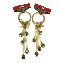 Jingle Bells Christmas Holiday Door Knob Hanger Decoration - Set of 2 (Gold)