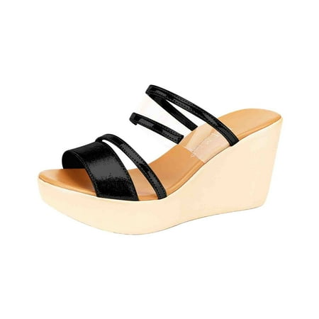 

NOKIO Walking Sandals for Women s Beach Slope Heel Slippers Ladies Hollow Casual Slippers Slope Bottom Shoes Retro Sandals