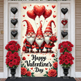 thumbnail image 5 of Red Hat Valentine Gnome Banner Heart Pattern Love Heart Display LOVE Letter Gnome Couple Welcome Backdrop for Valentine's Day Party Wedding Decoration Romantic Dinner, 5 of 9