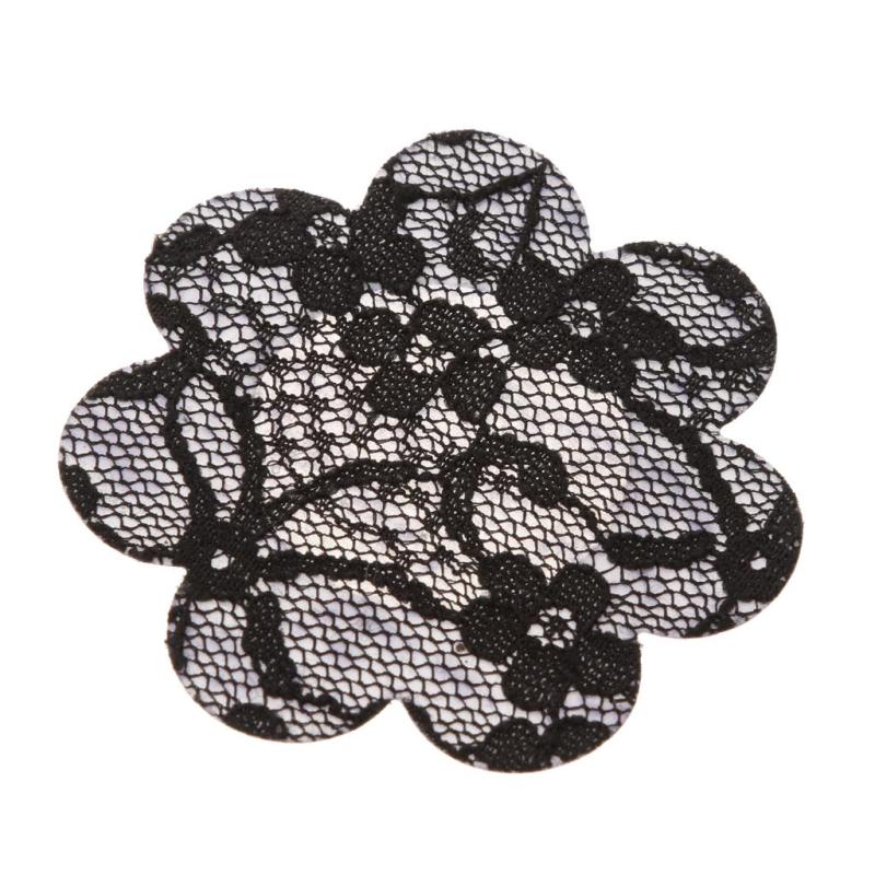 10Pairs Black Lace Flower Nipple Covers Pasties Adhesive Stickers Invisible Bra Breast Petals