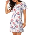 thumbnail image 2 of Wukai Lavender Flowers Print Women's Loose Short Sleeve Nightgown, Soft Sleep Dress for Comfortable Relaxation, Casual Lounge Wear, 2 of 6