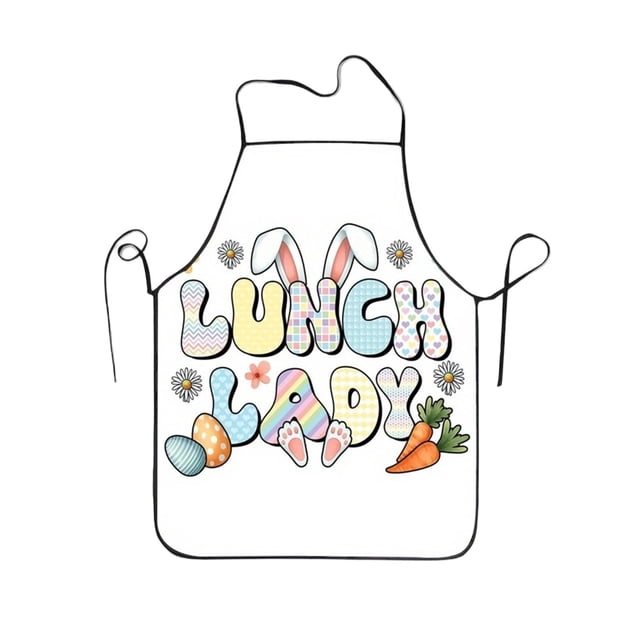 Cheapark Easter-Themed Kitchen Apron with Rabbit Egg Print for Cooking Baking Holiday Parties