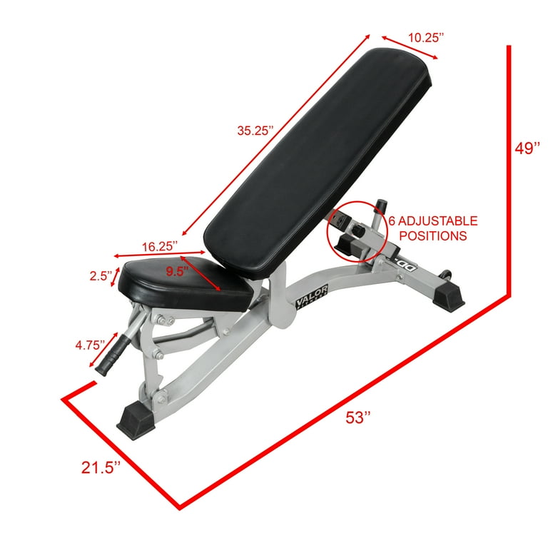 Valor Fitness Adjustable Utility Weight Bench for Flat or Incline