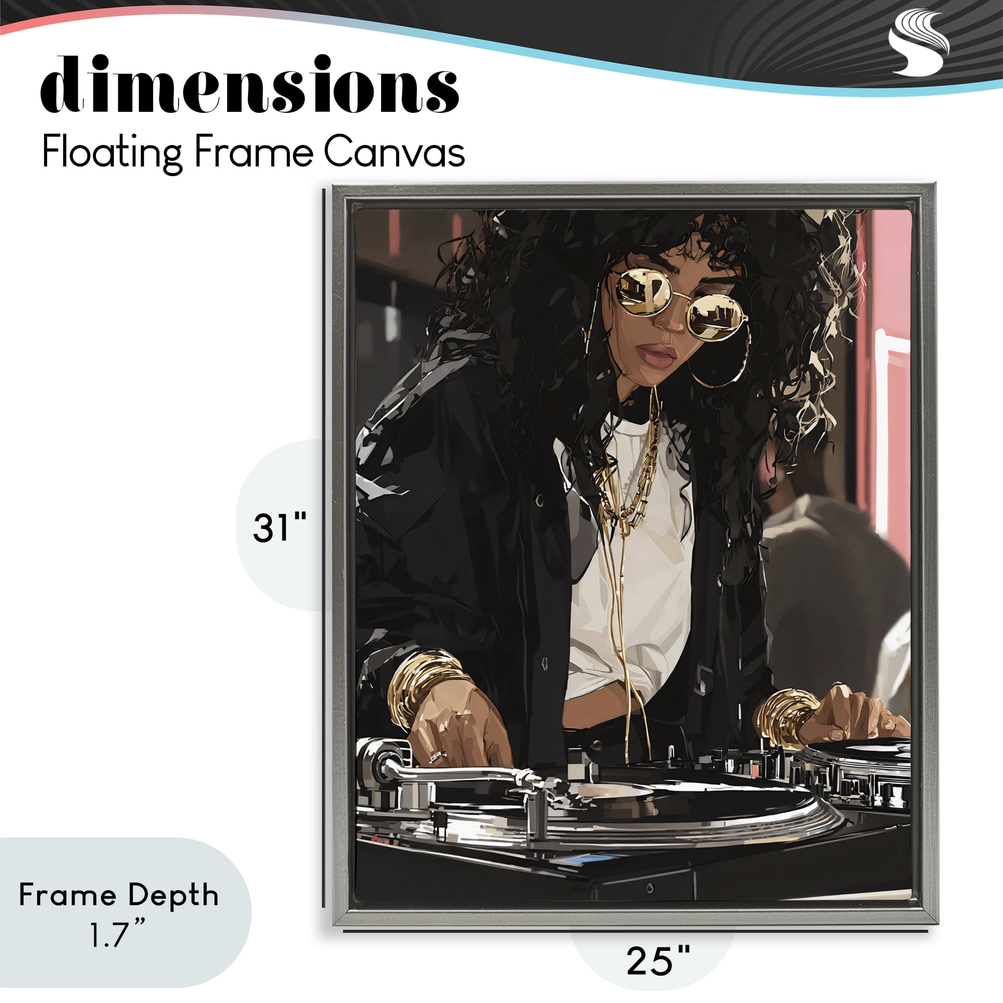Stupell Industries DJ Focused On Turntables Gray Framed Floater Canvas Wall Art, design by Franklyn Gregory