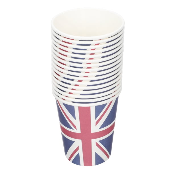 Copas de papel de fiesta de 16 piezas de fiesta Copas de papel de diseño de Union Jack copas decorativas de papel de agua suministros para el hogar
