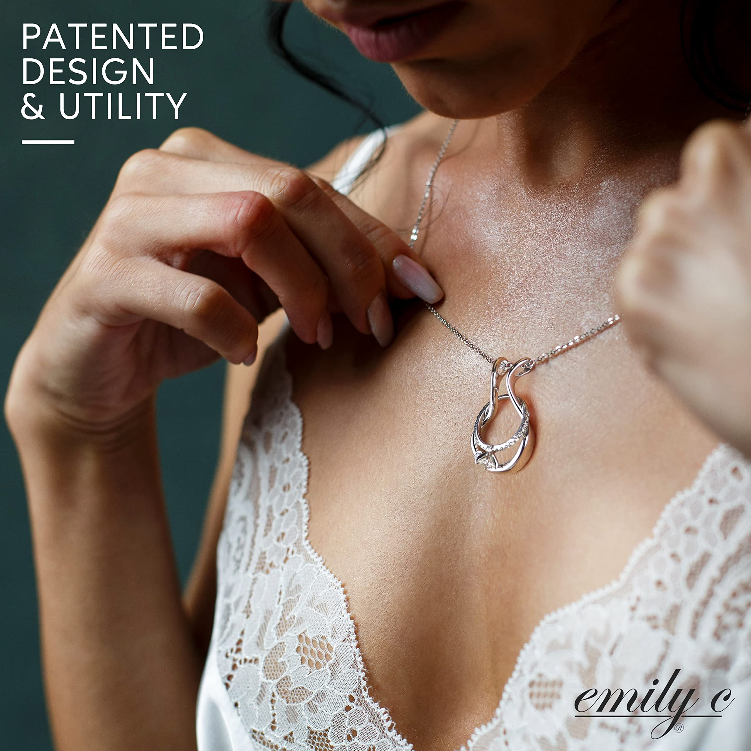 Emily C Ring Holder Necklace - Sterling Silver Ring Keeper Necklaces - Women & Men Wedding Ring Holder Necklace - Cute Necklace Jewelry for Women, Wife, Nurse, Doctor - Butterfly Ring Necklace Holder
