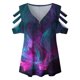 thumbnail image 4 of Top con cremallera y cuello en V de manga corta con hombros descubiertos para mujer con blusa recortada Pompotops  hkajfhjk466154, 4 of 4