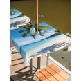 thumbnail image 2 of Square Outdoor Tablecloth with Umbrella Hole Coastal Tropical Outside Table Cloth Waterproof Patio Table Cover Blue Sky Coconut Tree Summer Beach Zipper Tablecloths for Picnic Camping 54x54 Inch, 2 of 8