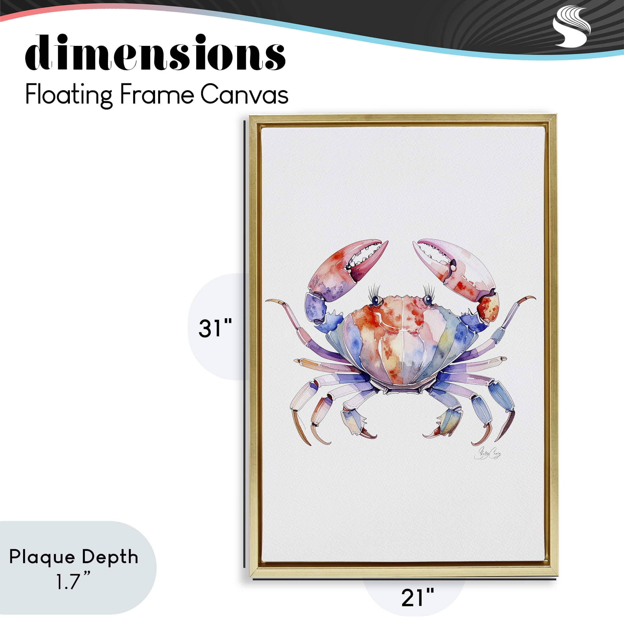 Stupell Industries Tide Dancer Crab Gold Framed Floater Canvas Wall Art, design by Shelly Craig