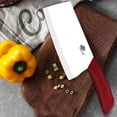 thumbnail image 2 of Akatsuki 7" Large Ceramic Cleaver Knife Kitchen Chef with Blade Cover Soft Handle Rustproof No-stick Meat Vegetable Slicing Fruit Paring Cutter (Red), 2 of 7