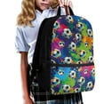 thumbnail image 3 of Binienty Soccer Print Kids Backpack for Ages 6-12, Tie Dye Splatter Style Lightweight School Bookbag with Front Zipper Pocket Mesh Side Holders for Daily Use Hiking Travel, 3 of 6