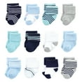 thumbnail image 3 of Luvable Friends Cotton Rich Baby Terry Socks 24-Pack, Mint Navy Stripes, 6-12 Months, 3 of 3