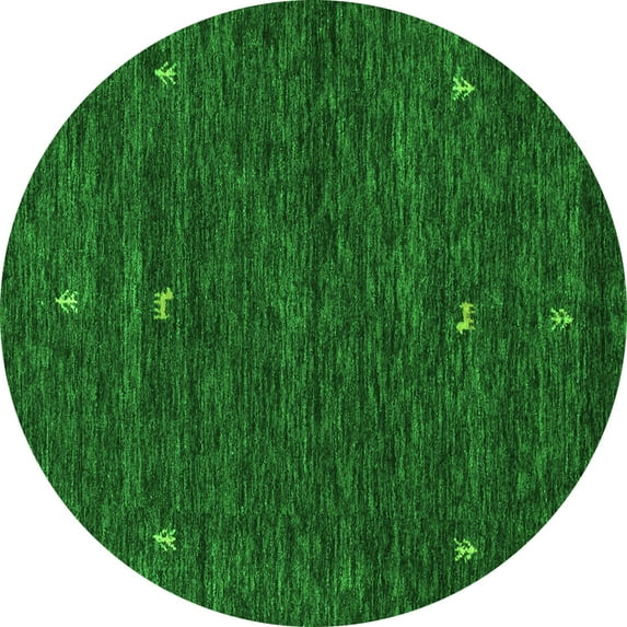 Ahgly Company Indoor Round Abstract Green Contemporary Area Rugs, 5' Round
