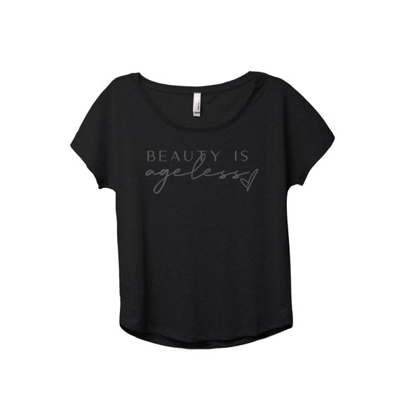 Beauty Is Ageless Women's Fashion Slouchy Dolman T-Shirt Tee Heather Black Medium