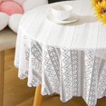thumbnail image 3 of White Color Round Lace Table Cloth Stylish Tabletop Decorative Covering For Study Room Home, 3 of 5