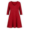 thumbnail image 6 of ClodeEU Women's 3/4 Sleeve Midi Dress,Casual V Neck T Shirt Long Tunic Loose Fit Flowy Dresses Red,Womens Plus M, 6 of 7