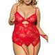 thumbnail image 1 of Conjunto de Ropa Interior de Encaje Escotado en Talla Extra Rosegal Lencería de talla grande, 1 of 2