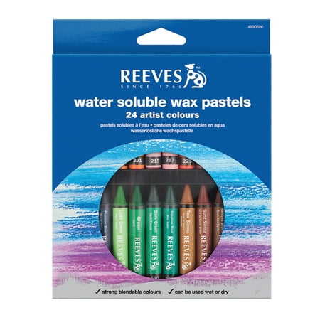 Aquarelle Water Soluble Wax Pastels - Reeves Water Soluble Wax Pastel Set, 24-Colors